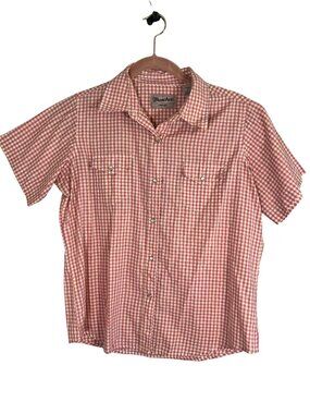 Wrangler Wrancher Plaid Pearl Snap Shirt M Western Cowgirl Country Farm Checks